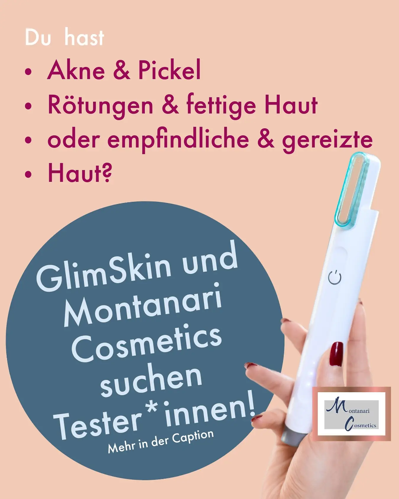 ✨ Werde GlimSkin-Tester:in mit GlimSkin90 und Montanari Cosmetics! ✨ GlimSkin nutzt Kaltplasma-Technologie, um das Hautmikrobiom zu regulieren, Entzündungen zu hemmen und die Hautbarriere zu stärken – und das alles in nur 90 Sekunden pro Anwendung. 💫 Wir suchen gezielt Tester*innen für eine Beobachtungsstudie zwischen 16 und 55 Jahren aus Bochum und Umgebung mit: 🔹 Akne & Pickeln 🔹 Rötungen & fettiger Haut 🔹 empfindlicher & gereizter Haut Wenn du Lust hast, unsere Innovation selbst auszuprobieren und deine Erfahrungen mit uns zu teilen: 👉 Bewirb dich jetzt direkt bei GlimSkin über den Link in unserer Bio! Mehr zum GlimSkin findest Du hier @glim_skin Der Beitrag darf natürlich gerne geteilt werden😉 *unbezahlte Partnerschaft* #GlimSkin #Kaltplasma #HautpflegeRevolution #TesterGesucht #Innovation #MontanariCosmetics #HomeDevice #SkinCareSecrets #BeautyRoutine #HealthySkin #WeLoveBeauty #beauty #SkinBeauty #SkincareRoutine #BeautyEssentials #pflege #hautpflege #beauty #skinbeauty #aestheticexpert #skintreatment #antiaging #kosmetik #skinglow #glowingskin #aesthetics #loveyourself #bochum #ruhrpott