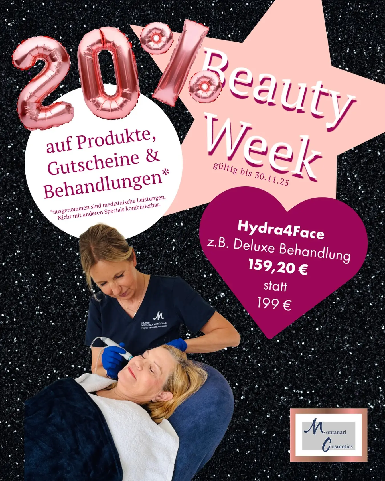 ✨Montanari Cosmetics Beauty Week – Hydra4Face✨   In nur 4in1 Behandlungsschritten zum perfekten Glow für Weihnachten! Hydra4Face macht´s möglich! Das innovative Behandlungskonzept verhilft jeder Haut in nur vier Behandlungsschritten zum sanften Peeling, porentiefer Ausreinigung und Feuchtigkeitsversorgung mit sofortigem Gloweffekt. Regelmäßige Behandlungen führen zur Verfeinerung von Poren, Verbesserung von Akne und helfen UV-Schäden und Hyperpigmentierungen unsichtbar zu machen. Die Haut wirkt jünger und straffer und strahlt mit dem Weihnachtsbaum um die Wette.   Jetzt zum Beauty Week Special mit 20% Rabatt sichern. Egal ob als Gutschein oder spontan noch für sich selbst. ❗️Noch bis 30.11.2025 gibt es 20% auf alle Kosmetikprodukte unseres Sortiments, Behandlungen und Gutscheine!   #beautyweek #hydra4face #hautgesundheit #healthyskin #welovebeauty #beauty #skinbeauty #aestheticexpert #plasticsurgery #aesthetischechirurgie #faltenbehandlung #Haut #antiaging #kosmetik #kosmetikbehandlung #falten #skinglow #gettheglow #glowingskin #aestheticdoctors #aesthetics #loveyourself #selflove #antiaging #bochum #ruhrpott