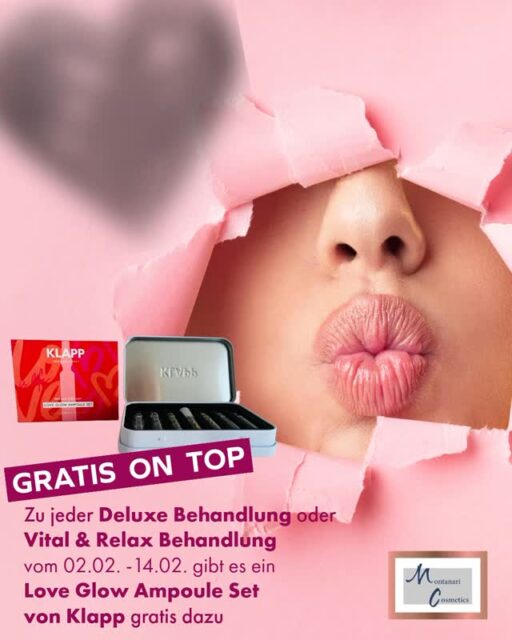 ❤️Nur noch diese Woche❤️ Egal ob Single, verliebt, verlobt oder verheiratet – mit unserem Valentins Special darf sich jeder selbst oder auch andere verwöhnen. Zu jeder 💆🏽‍♀️Deluxe Behandlung oder 💆🏼‍♂️Vital & Relax Behandlung gibt es in der Zeit vom 02.02. – 14.02. bei uns das exklusive ✨Love Glow Ampoule Set✨ von Klapp als Verwöhn Special für zuhause gratis mit dazu. ❤️Deluxe Behandlung inkl. Dekolleté für sie Intensivbehandlung und Verwöhnbehandlung Reinigen, Hautdiagnose, Peeling, Bedampfen, Entfernen von Hautunreinheiten, Augenbrauen formen, Gesicht-, Hals- und Dekolletémassage, Maske, Abschlusspflege 75 MIN 99€ ❤️Vital & Relax Behandlung für ihn Intensivbehandlung und Verwöhnbehandlung Reinigen, Hautdiagnose, Peeling, Bedampfen, Entfernen von Hautunreinheiten, Augenbrauen formen, Gesichtsmassage, Maske, Abschlusspflege 60-70 MIN 99€ ❤️& Love Glow Ampoule Set - Deluxe Edition von Klapp für alle!* Limitierte, exklusive Edition mit 7 hochkonzentrierten Schönheitsboostern in einer edlen Aluminiumbox: 🧴2x Niacinamide für ein ebenmäßiges Hautbild 🍋3x Vitamin C für Leuchtkraft und Vitalität 💦2x Hyaluronsäure für intensive Feuchtigkeit und ein glattes Hautgefühl (UVP 29,90 Euro – kann natürlich auch außerhalb des Specials regulär bei uns gekauft werden) 🗓️Terminvereinbarung über unser Onlinebuchungstool (🔗Link in Bio) oder telefonisch unter ☎️0234 / 53 06 27 18 *nur solange der Vorrat reicht und freie Termine verfügbar #ValentinSpecial #Klapp #MontanariCosmetics