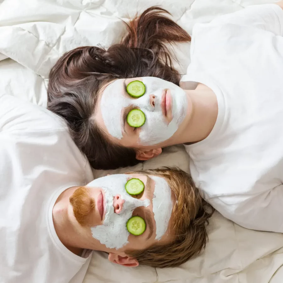 Couple getting homemade facial mask